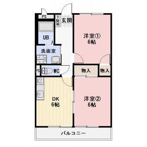 サープラス ヴィラージュ B(2DK/1階)の間取り写真