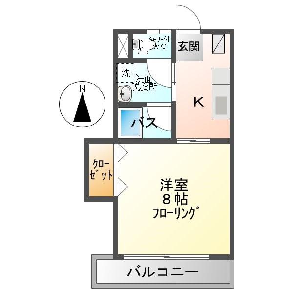 ハチマルハイツ(1K/3階)の間取り写真