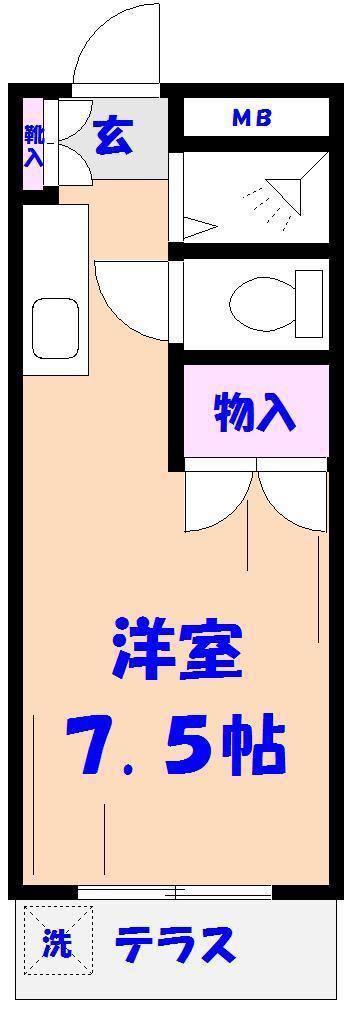 アパートメント常磐(ワンルーム/1階)の間取り写真