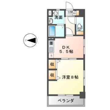 太閤通マンション(1DK/7階)の間取り写真