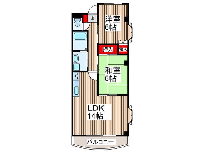 モントレー富士見(2LDK/3階)の間取り写真