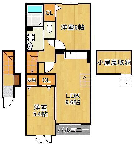 メゾンウィズII(2LDK/2階)の間取り写真