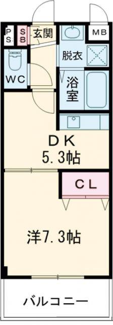 シャトードグリシーヌ(1DK/5階)の間取り写真