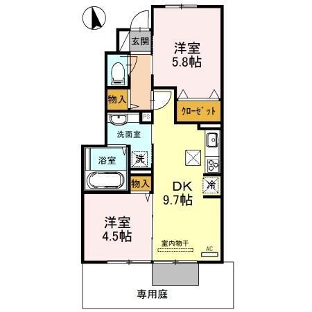 サニーDハウス芝町(2LDK/1階)の間取り写真