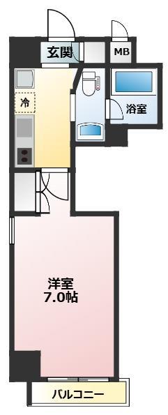 PSクレスト桜木町(1K/7階)の間取り写真