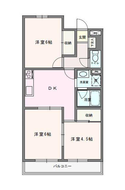 エルベール新町I号館(3DK/2階)の間取り写真