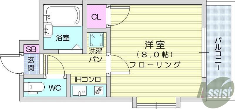 ビューパレス鹿野(1K/2階)の間取り写真