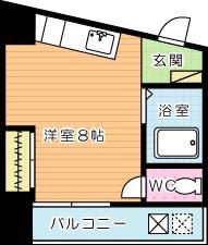 グランベール北九大前(ワンルーム/8階)の間取り写真