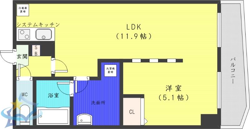 グランカーサ永山公園通イースト(1LDK/8階)の間取り写真