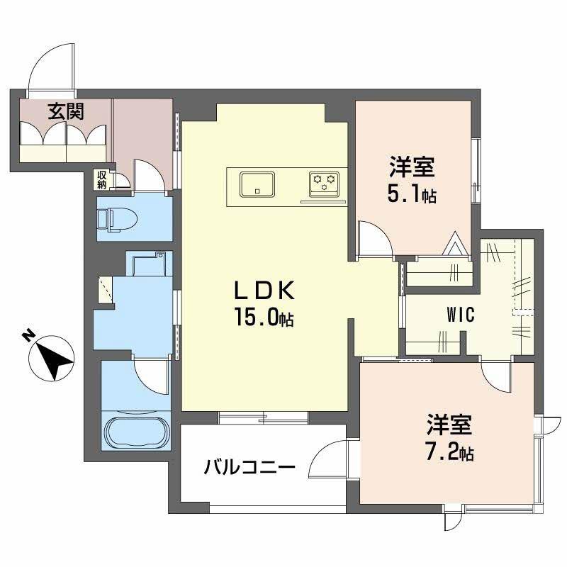 カヴァリエーレ(2LDK/2階)の間取り写真