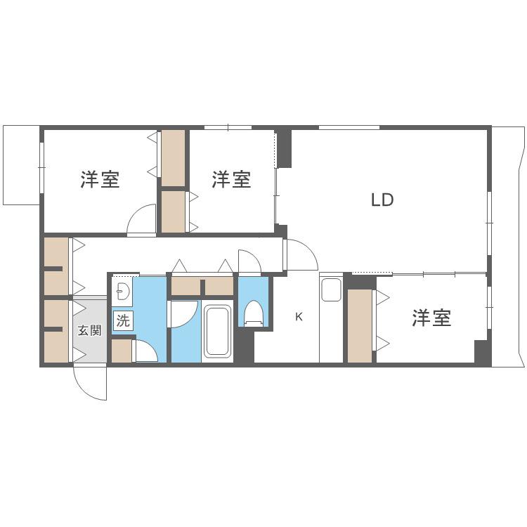 S-RESIDENCE東札幌BLING(3LDK/2階)の間取り写真