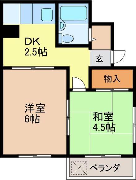 ハイツリトルパーク(2K/1階)の間取り写真
