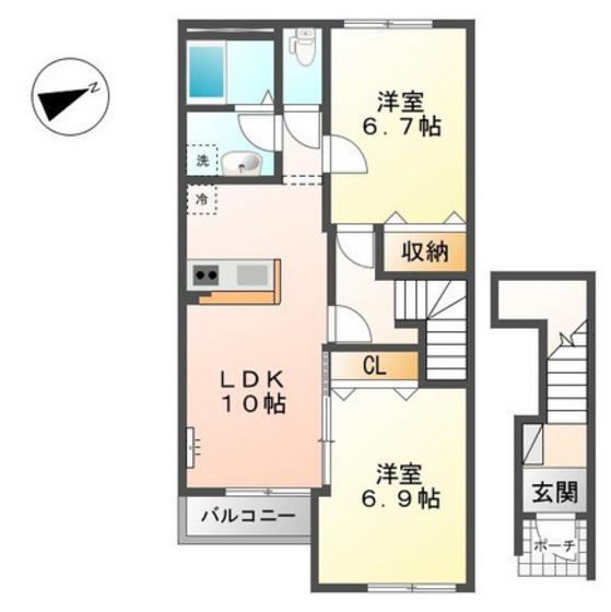 コンフォール(2LDK/2階)の間取り写真