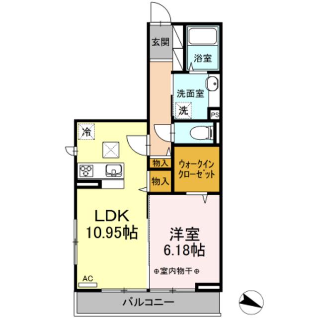 MARIO KII(1LDK/1階)の間取り写真