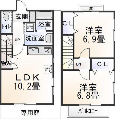 パストラル柿本(2LDK/1階)の間取り写真