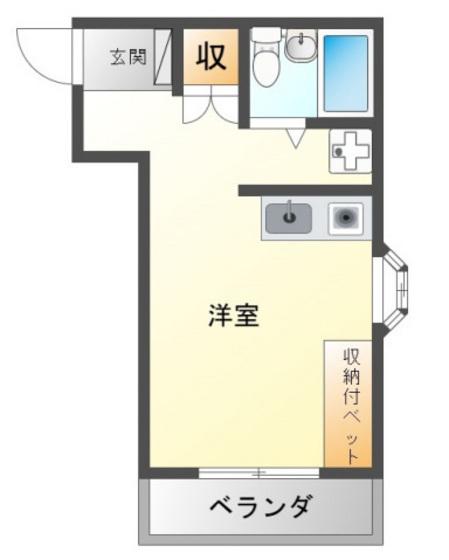 コーポピパラ(ワンルーム/3階)の間取り写真