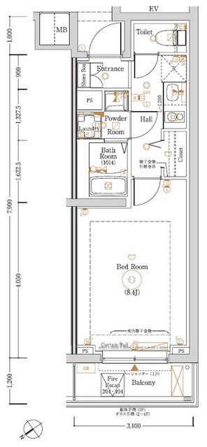 LOG登戸STATION SIDE(1K/2階)の間取り写真