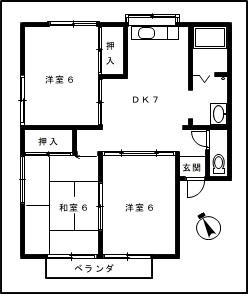 コーポさい(3DK/1階)の間取り写真