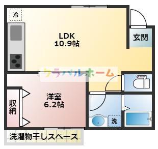 木川東4丁目 戸建て(1LDK/1階)の間取り写真