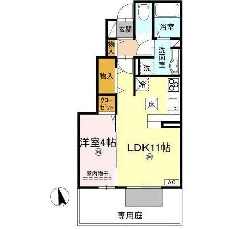 レトワール(1LDK/1階)の間取り写真
