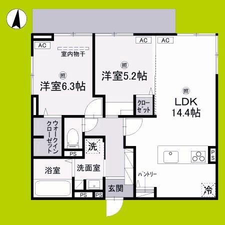 D-ROOM中小阪(2LDK/1階)の間取り写真