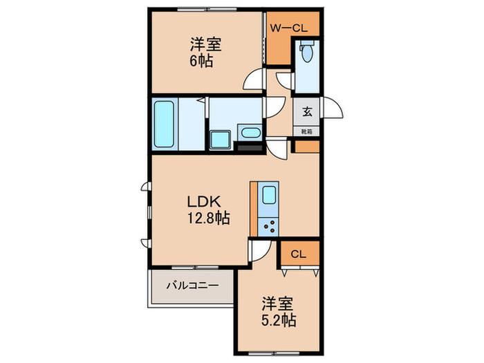 リアノーラ平野ウエスト(2LDK/1階)の間取り写真