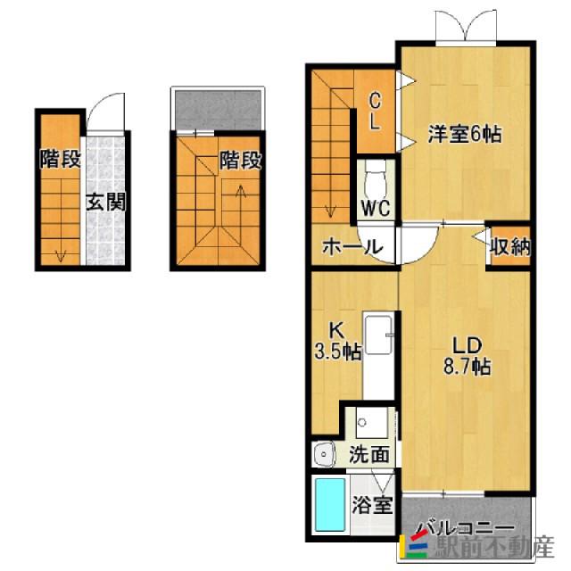 ラディアンスI(1LDK/3階)の間取り写真