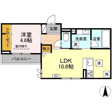 NOVELLA(1LDK/1階)の間取り写真