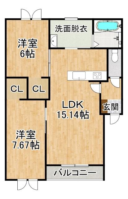 SCRIM(2LDK/1階)の間取り写真