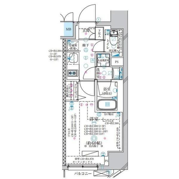 ディアレイシャス大須観音III(1K/6階)の間取り写真
