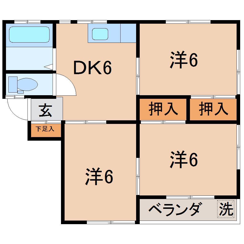 ハイツ向陽2号棟(3DK/1階)の間取り写真
