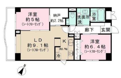 亀有パークマンション(2LDK/6階)の間取り写真