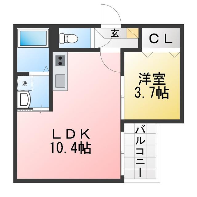 JACK MATOBA VI(1LDK/1階)の間取り写真