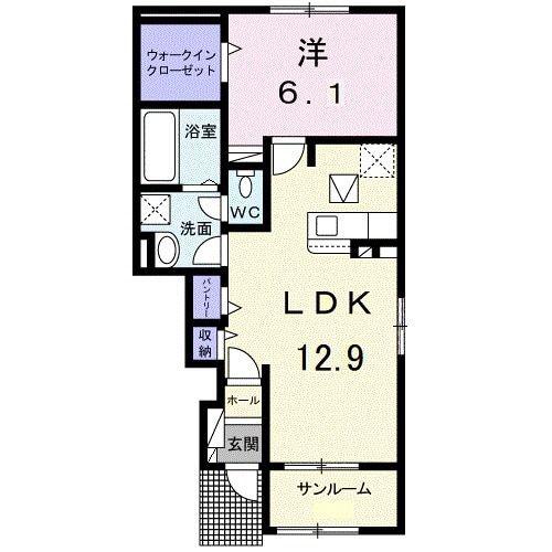 ハーモニーベル I(1LDK/1階)の間取り写真