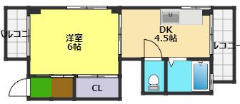 フライハイト朝倉(1DK/2階)の間取り写真