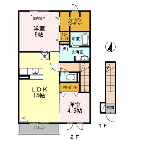 ブラボーハウス(2LDK/2階)の間取り写真