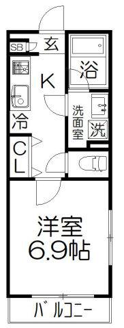 SUNNYWELL(1K/2階)の間取り写真
