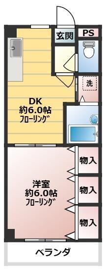 リーブル東和(1DK/1階)の間取り写真
