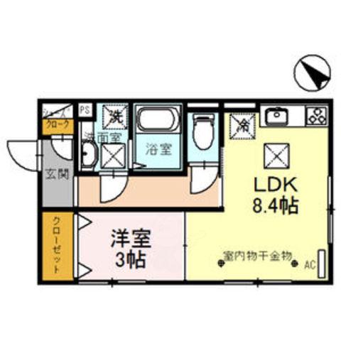 ラフィーネ亀山(1LDK/1階)の間取り写真