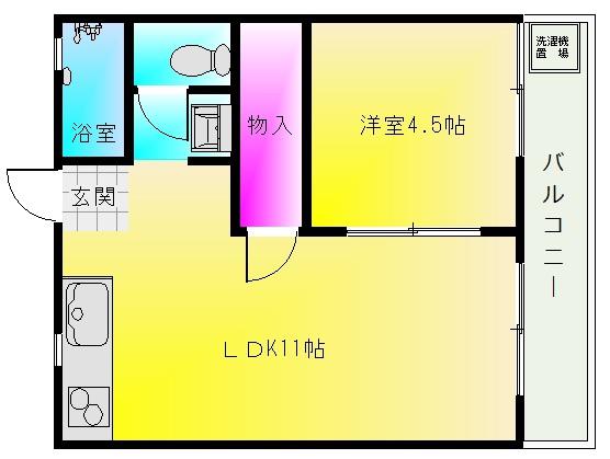 コーポみそのA(1LDK/2階)の間取り写真