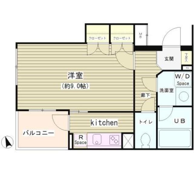 ヒルトップ北沢(ワンルーム/2階)の間取り写真