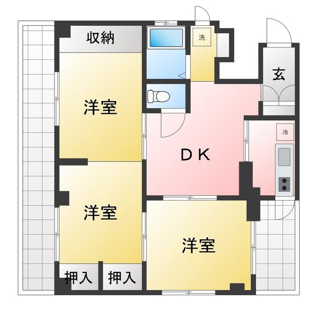 ドルメン大山(3DK/2階)の間取り写真
