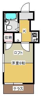 テラハウス(1K/1階)の間取り写真