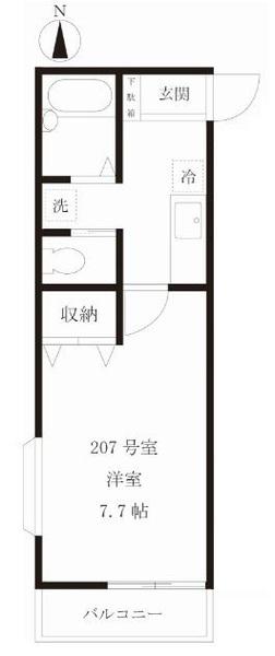 ラポールK参番館(1K/2階)の間取り写真