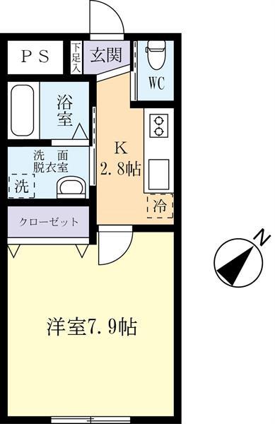 ROKU-ROKUマンション(1K/2階)の間取り写真
