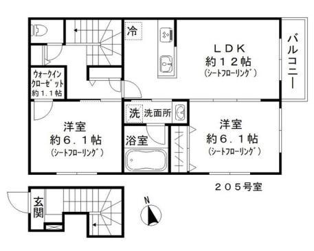 PORTE BONHEUR(2LDK/2階)の間取り写真