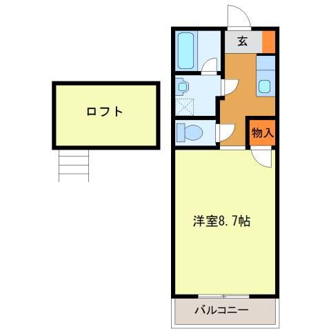 フッサ・クレスト(ワンルーム/1階)の間取り写真