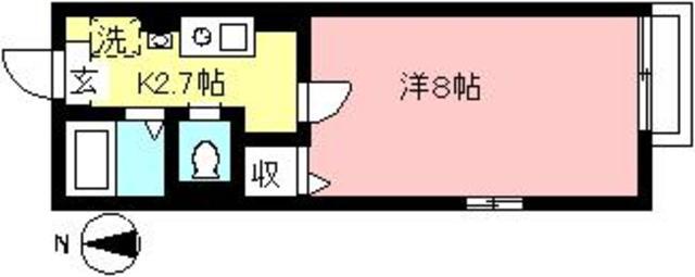 パークアベニュー(1K/2階)の間取り写真