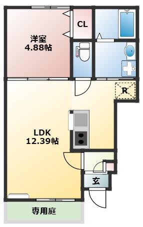 LINORE(1LDK/1階)の間取り写真
