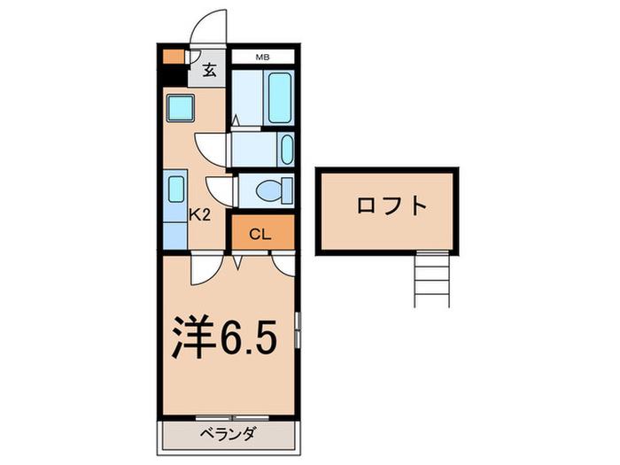 プリムヴェールソレイユII番館(1K/2階)の間取り写真